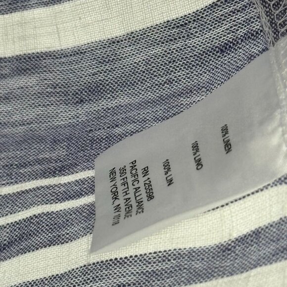 Ellen Tracy Womens Sleeveless Button Down Striped Blouse size XL Blue Linen - Picture 7 of 11
